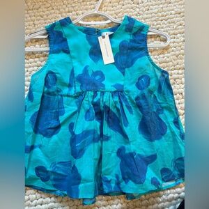 Anthropologie Sleeveless Blouse in Blue Motif